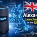 Amazon Alexa+ launches in the UK with new AI features, showing a smart speaker, UK map, and Tutorial Nest branding.
