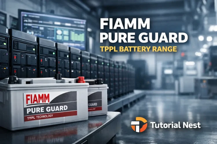 FIAMM Pure Guard TPPL battery range showing industrial energy storage system with advanced backup power and TPPL technology