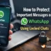 Smartphone showing Locked Chats on WhatsApp to protect messages, Tutorial Nest logo.
