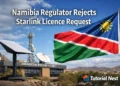 Namibia rejects Starlink licence request showing satellite dish, telecom regulation authority, and internet infrastructure in Africa