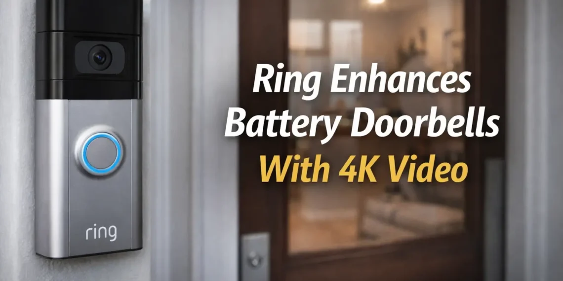 Ring 4K battery doorbell installed at home entrance showing smart security camera technology