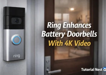 Ring 4K battery doorbell installed at home entrance showing smart security camera technology