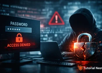traditional passwords are failing cybersecurity concept showing hacked access denied screen and broken digital lock