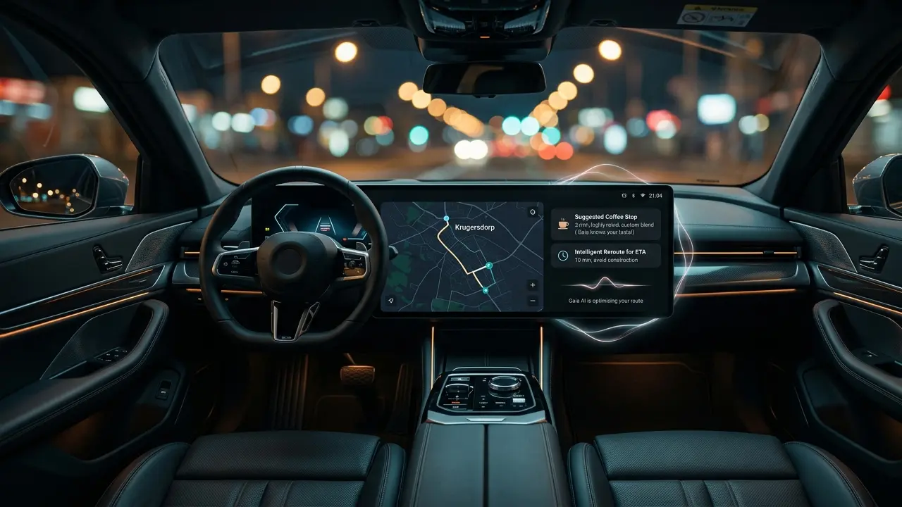 AI-powered car interior with smart navigation and connected dashboard