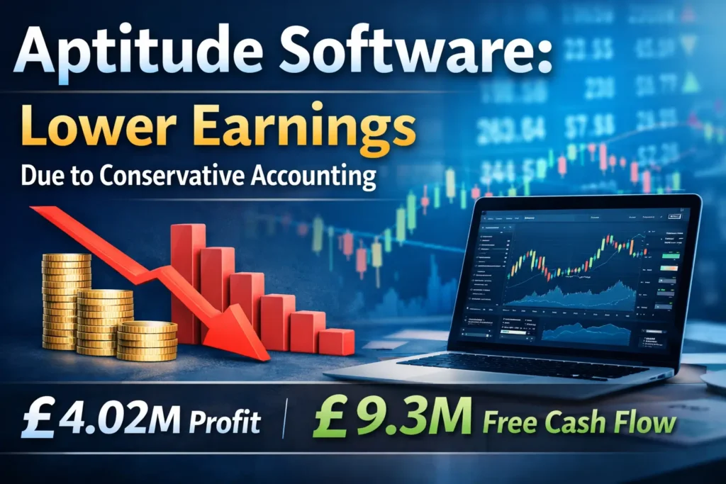 aptitude software lower earnings financial analysis showing profit decline and strong cash flow comparison
