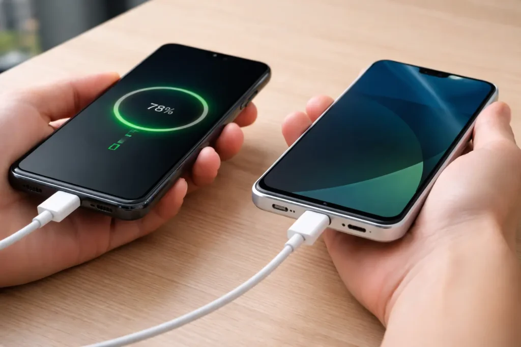 charging a phone without a charger using another smartphone