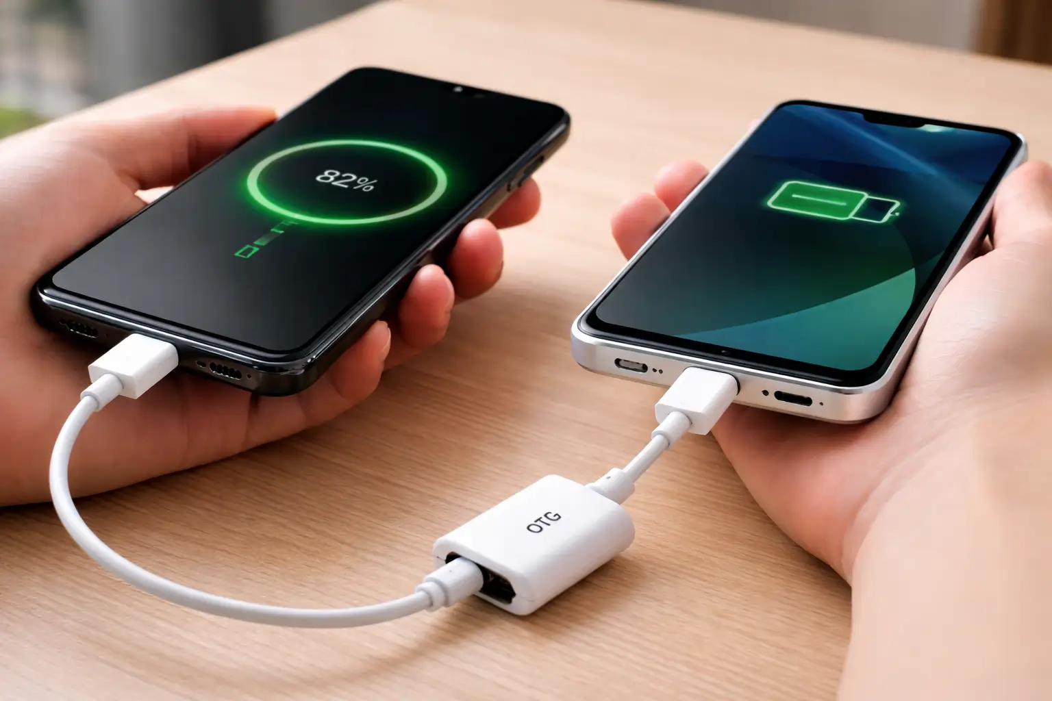 charging a phone using USB OTG cable and reverse charging between smartphones