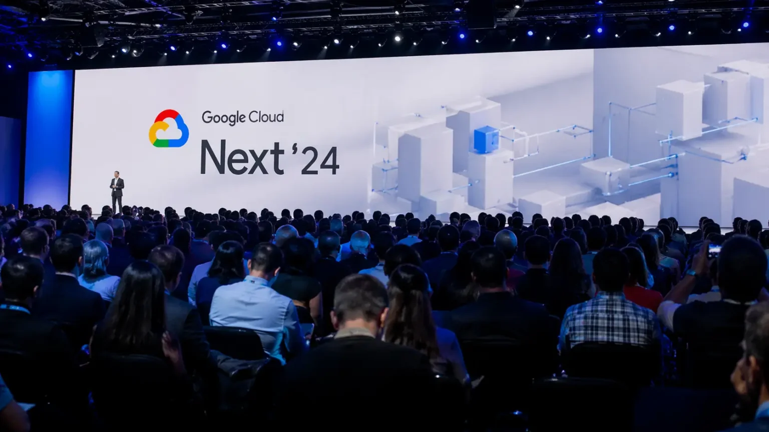 Google Cloud Next 2026 AI expo hall with enterprise cloud technology displays