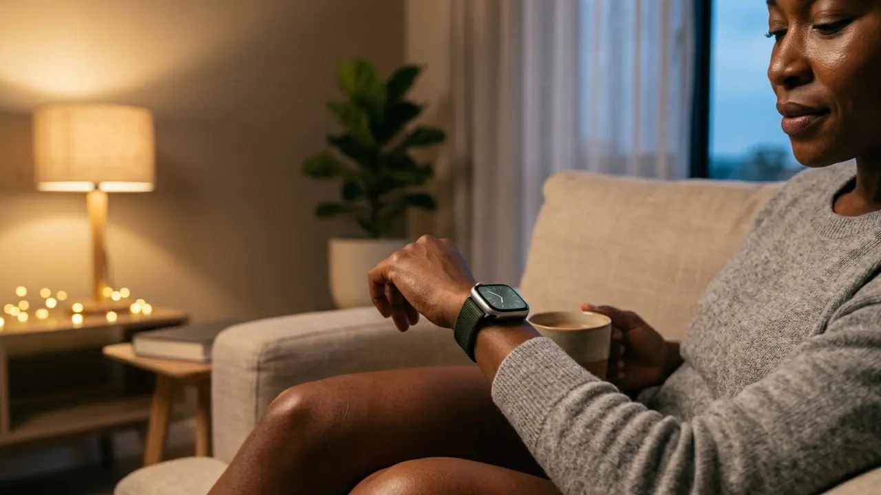 Honor Watch 6 Plus daily lifestyle usage with smartwatch at home in a relaxed environment