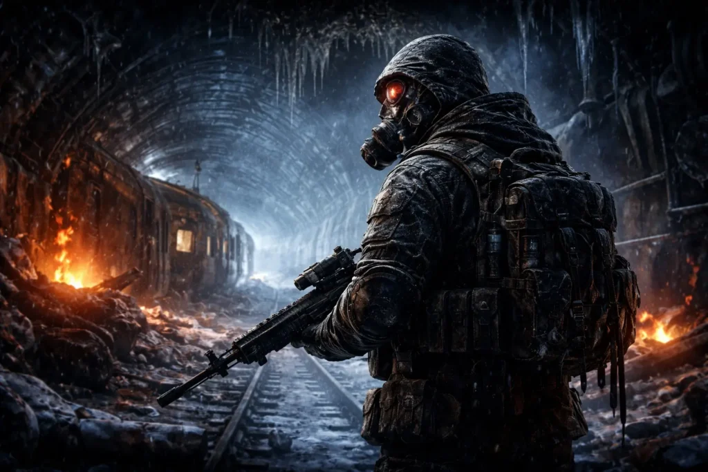 metro 2039 first look dark subway gameplay soldier gas mask atmosphere