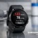 Samsung Galaxy Watch displaying blood pressure monitoring results in a modern health tracking setup