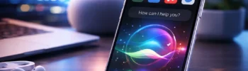 person interacting with redesigned Siri interface on iPhone in iOS 27 with AI assistant features