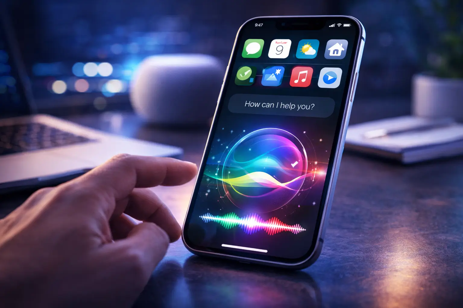 iPhone showing redesigned Siri interface in iOS 27 with AI assistant