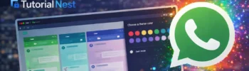 WhatsApp Web colorful themes interface preview showing custom chat colors and new design features on desktop