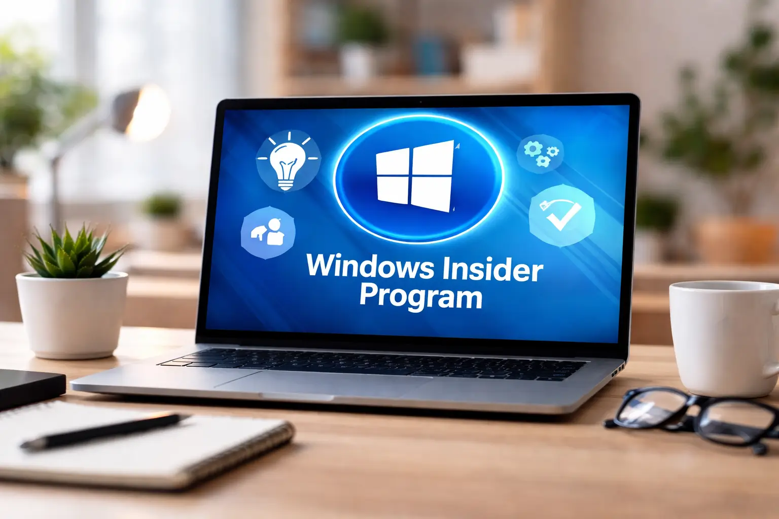 Windows Insider Program testing environment on laptop showing feature development and update process