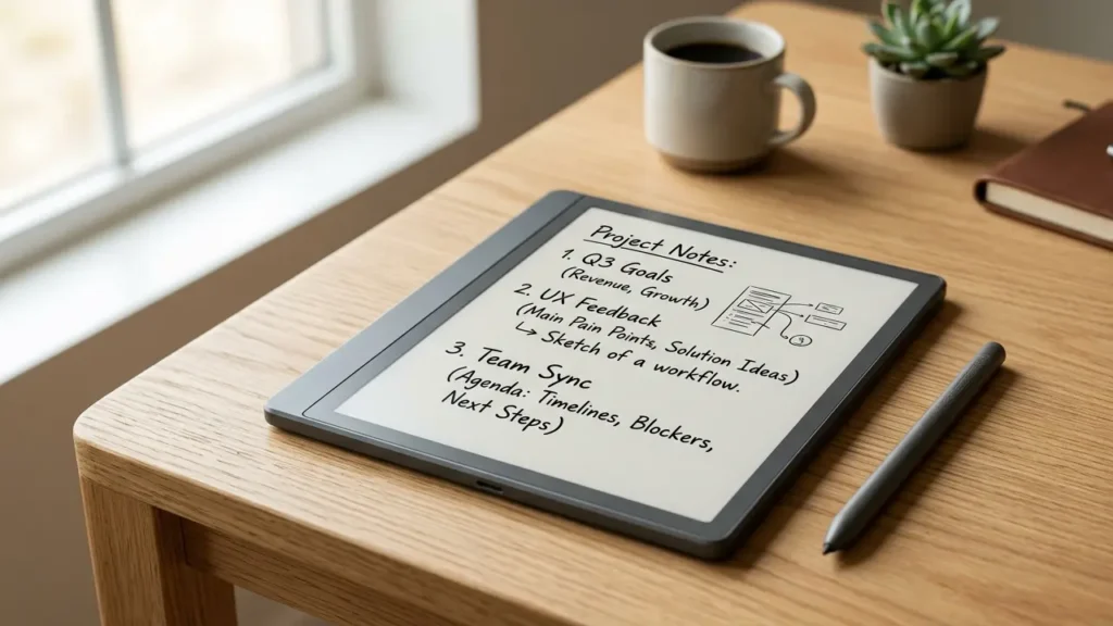 reMarkable Paper Pure monochrome E Ink writing tablet on a minimalist desk