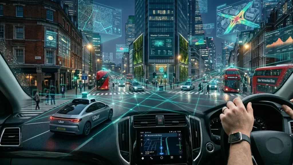 Uber drivers self-driving cars AI sensor grid collecting real-time driving data