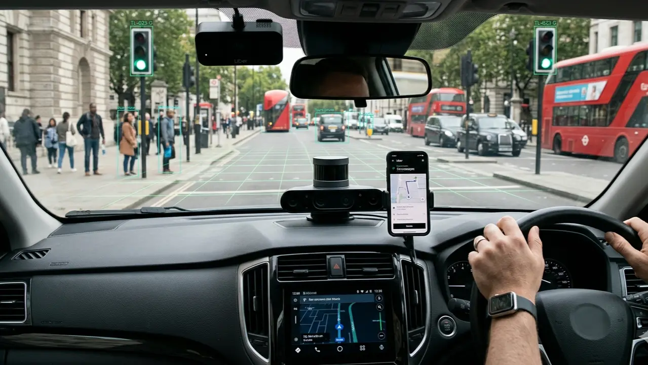 Uber drivers self-driving cars collecting real-world driving data in urban traffic